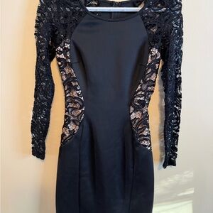 BCX Black and Lace Long Sleeve Dress